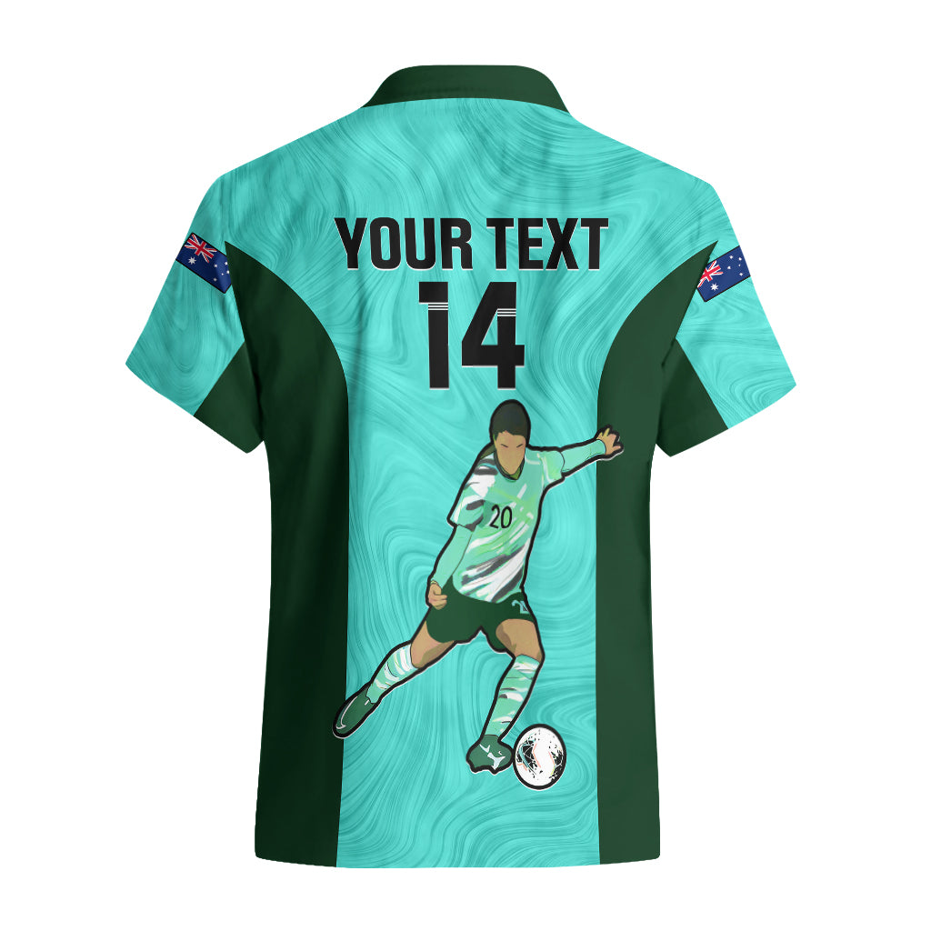 Custom Australia Soccer Hawaiian Shirt Sam Kerr Matildas Proud 2023 World Cup Turquoise - Vibe Hoodie Shop
