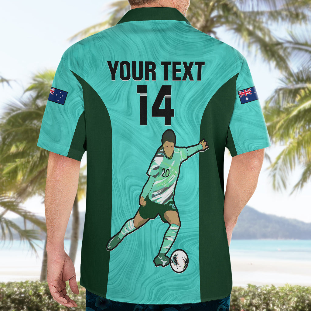 Custom Australia Soccer Hawaiian Shirt Sam Kerr Matildas Proud 2023 World Cup Turquoise - Vibe Hoodie Shop