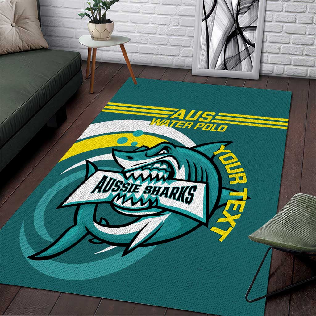 Custom Australia Water Polo 2024 Area Rug Aussie Shark Sporty Version - Vibe Hoodie Shop