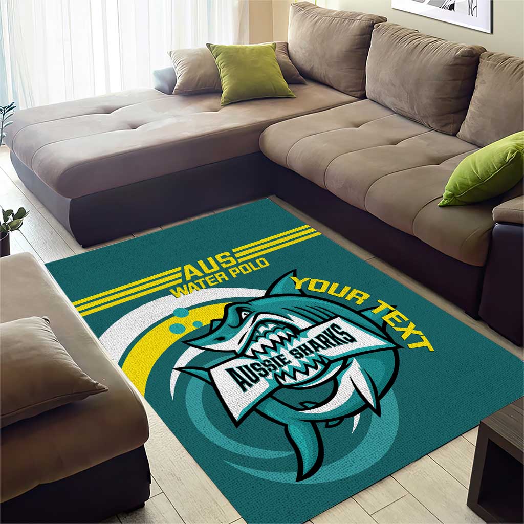 Custom Australia Water Polo 2024 Area Rug Aussie Shark Sporty Version - Vibe Hoodie Shop