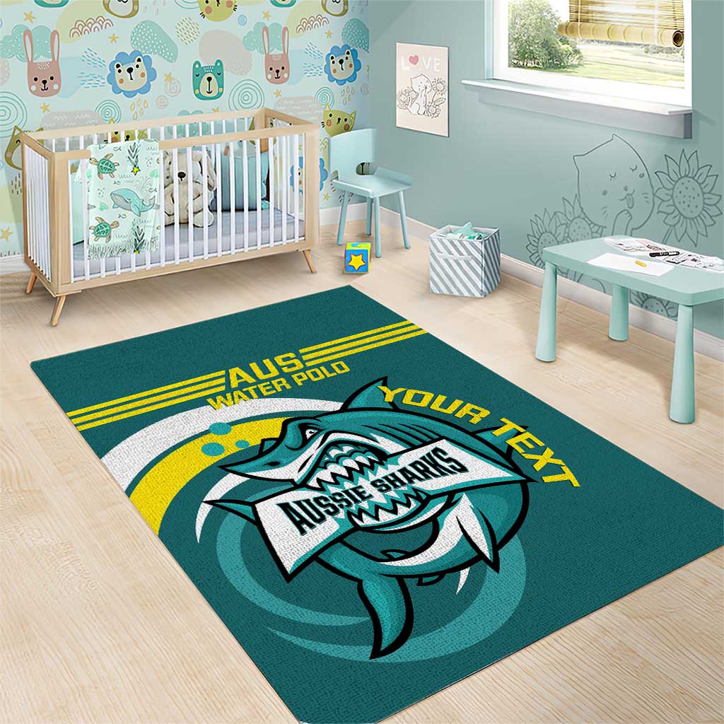 Custom Australia Water Polo 2024 Area Rug Aussie Shark Sporty Version - Vibe Hoodie Shop