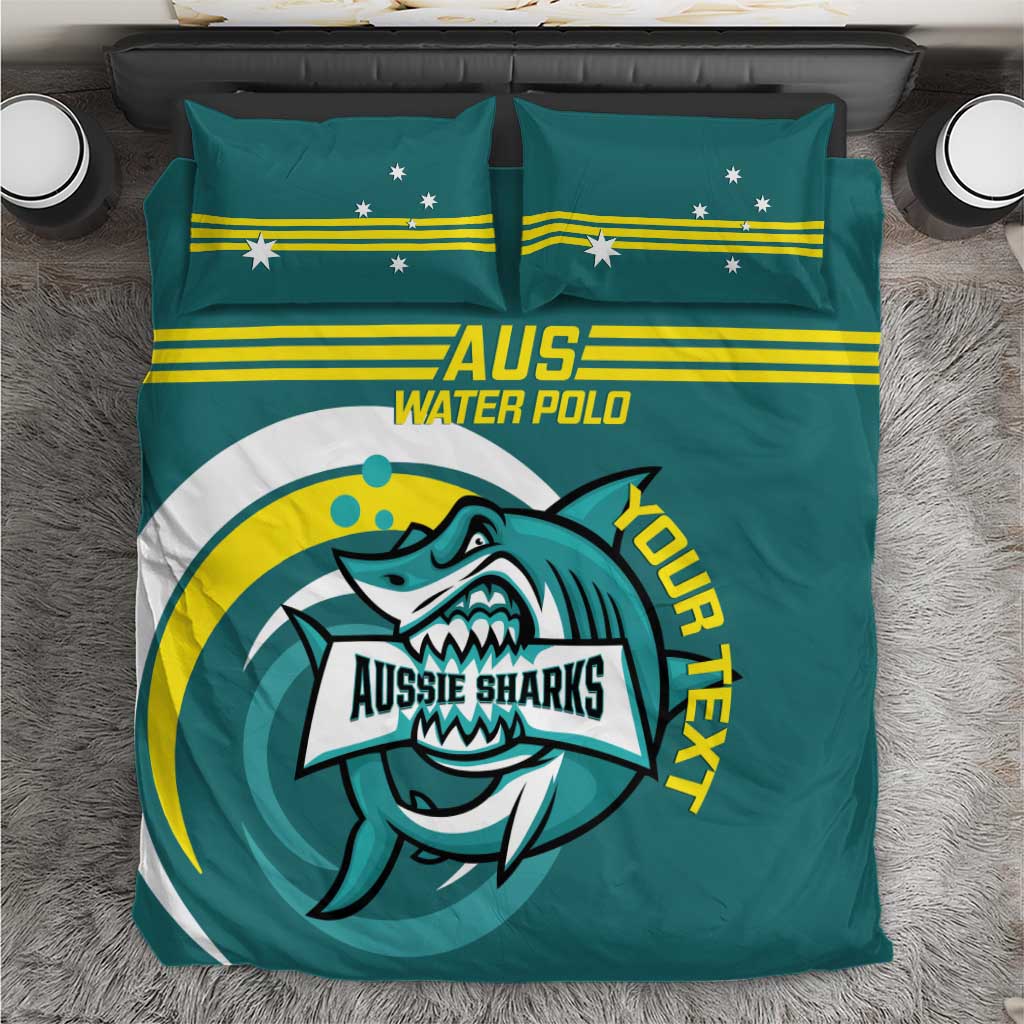 Custom Australia Water Polo 2024 Bedding Set Aussie Shark Sporty Version - Vibe Hoodie Shop