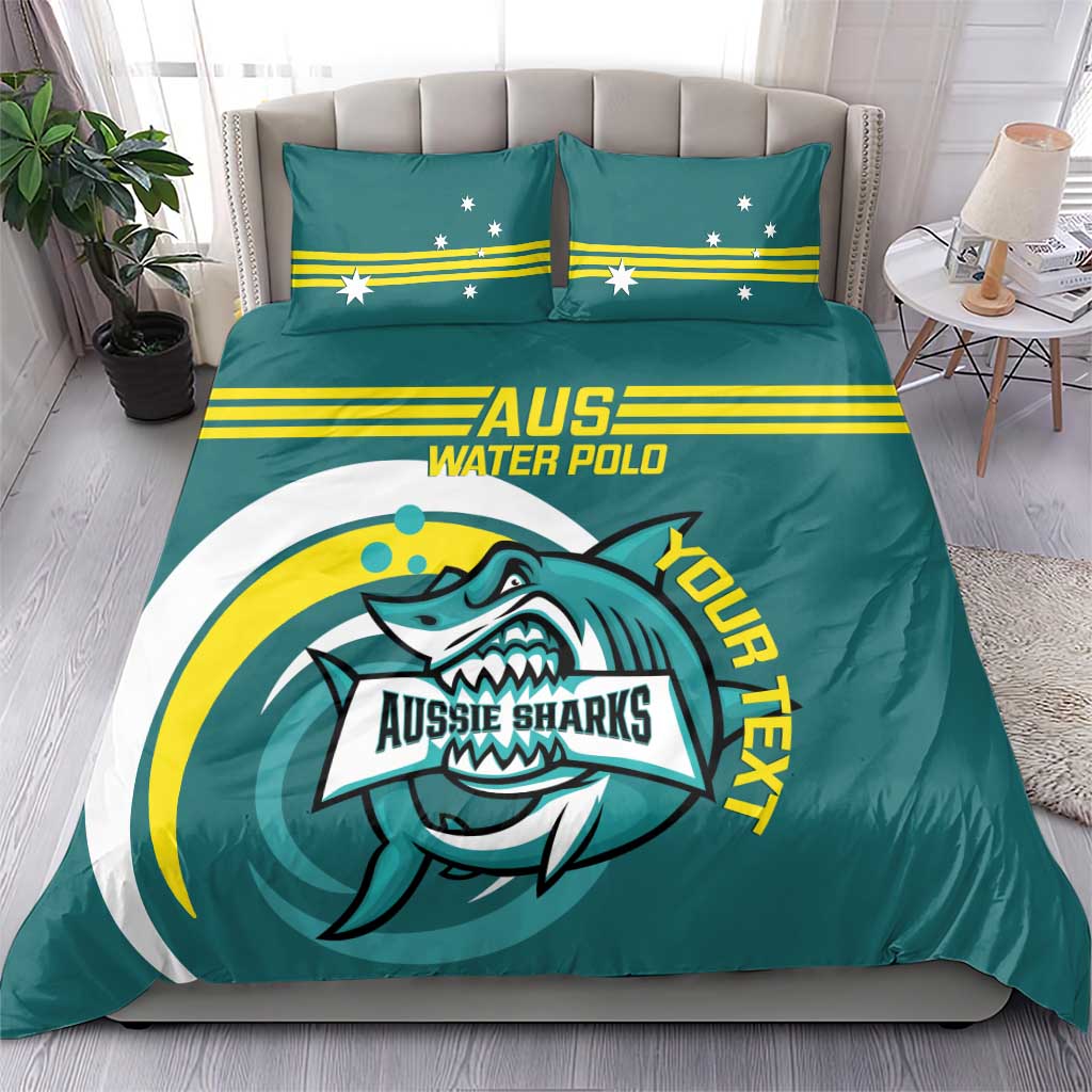 Custom Australia Water Polo 2024 Bedding Set Aussie Shark Sporty Version - Vibe Hoodie Shop
