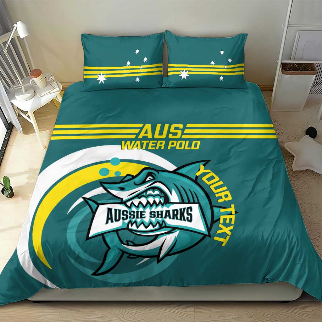 Custom Australia Water Polo 2024 Bedding Set Aussie Shark Sporty Version - Vibe Hoodie Shop