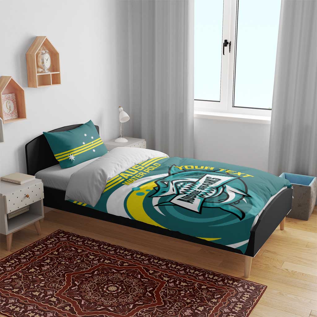 Custom Australia Water Polo 2024 Bedding Set Aussie Shark Sporty Version - Vibe Hoodie Shop