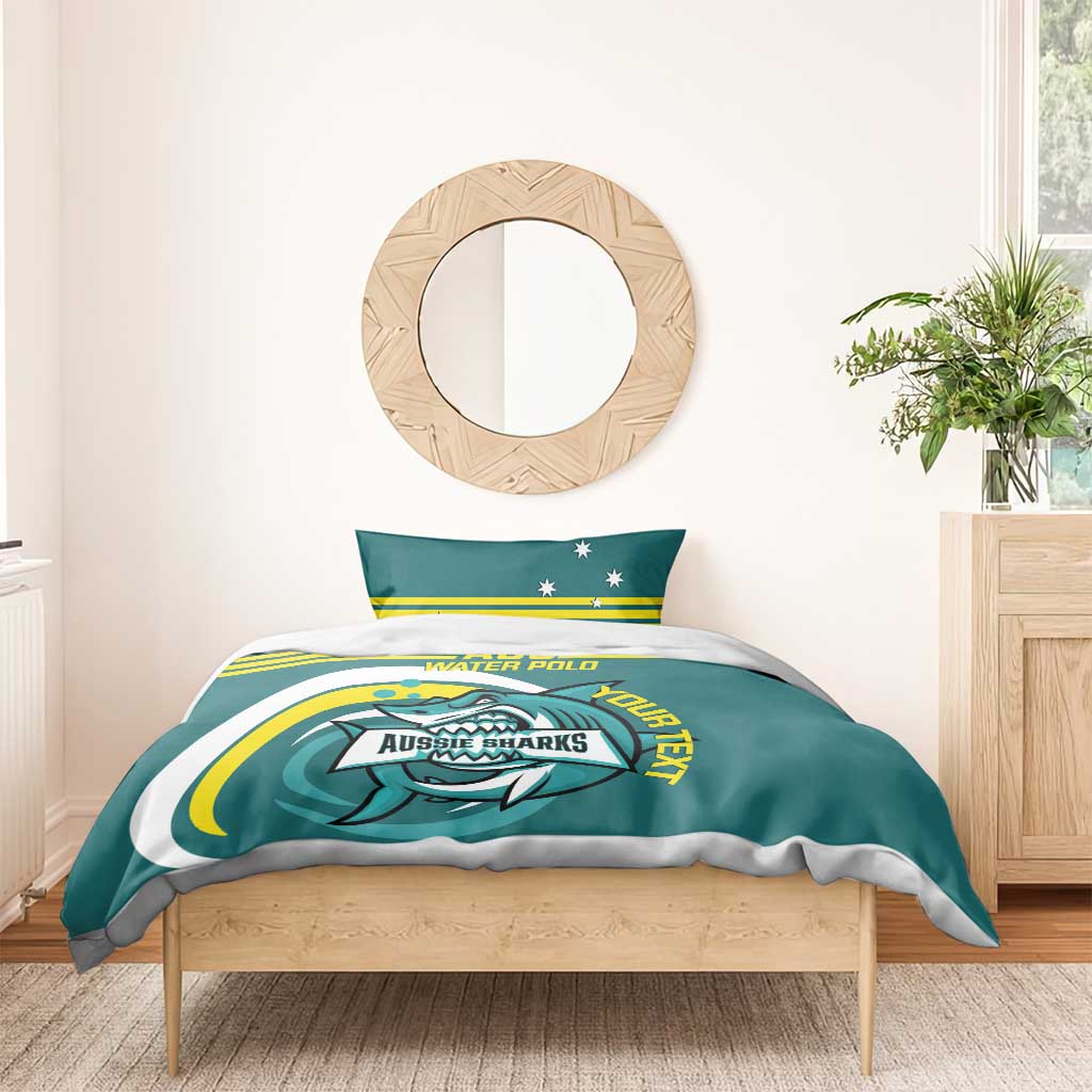 Custom Australia Water Polo 2024 Bedding Set Aussie Shark Sporty Version - Vibe Hoodie Shop