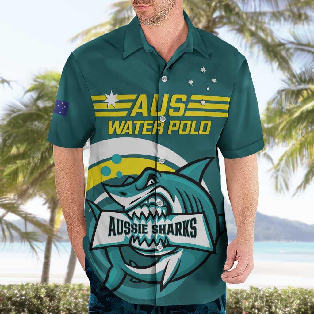 Custom Australia Water Polo 2024 Hawaiian Shirt Aussie Shark Sporty Version - Vibe Hoodie Shop