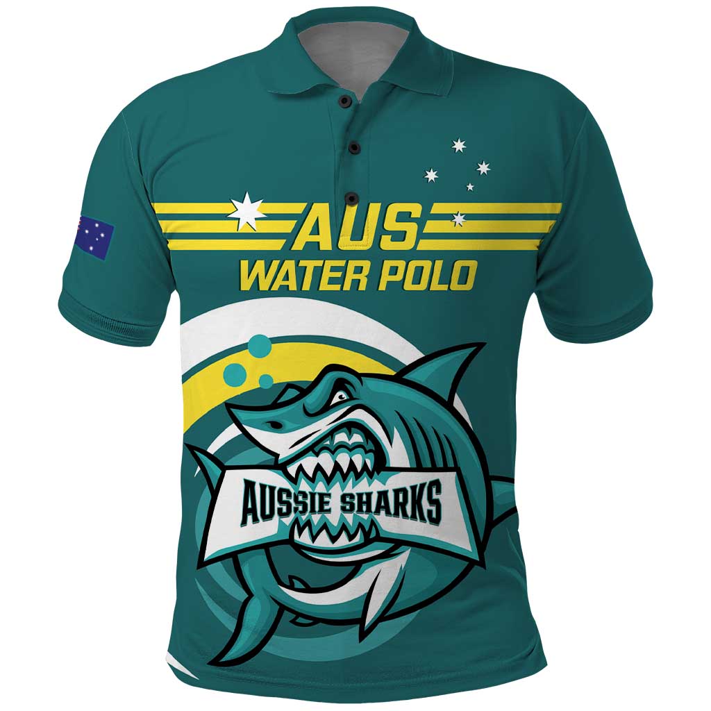 Custom Australia Water Polo 2024 Polo Shirt Aussie Shark Sporty Version - Vibe Hoodie Shop