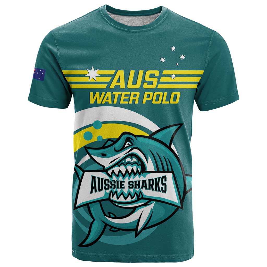 Custom Australia Water Polo 2024 T Shirt Aussie Shark Sporty Version - Vibe Hoodie Shop