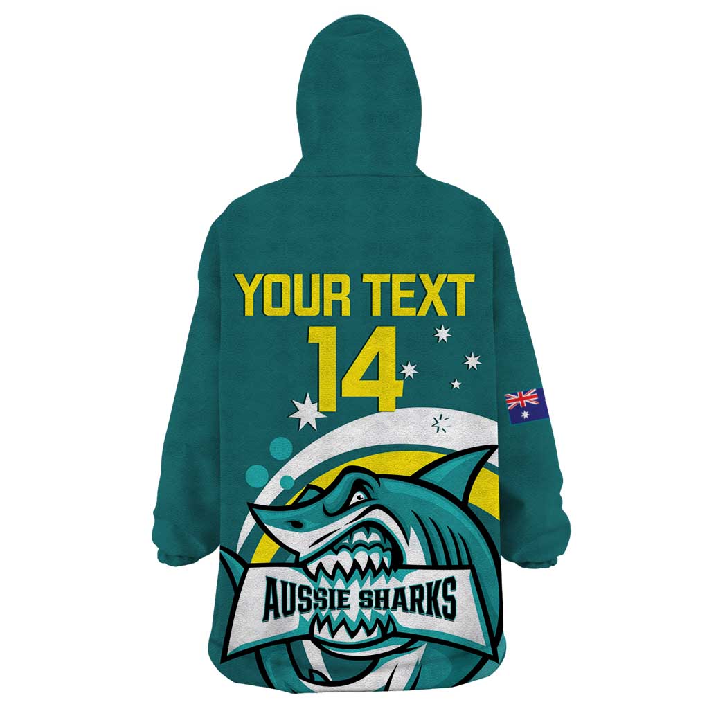 Custom Australia Water Polo 2024 Wearable Blanket Hoodie Aussie Shark Sporty Version - Vibe Hoodie Shop