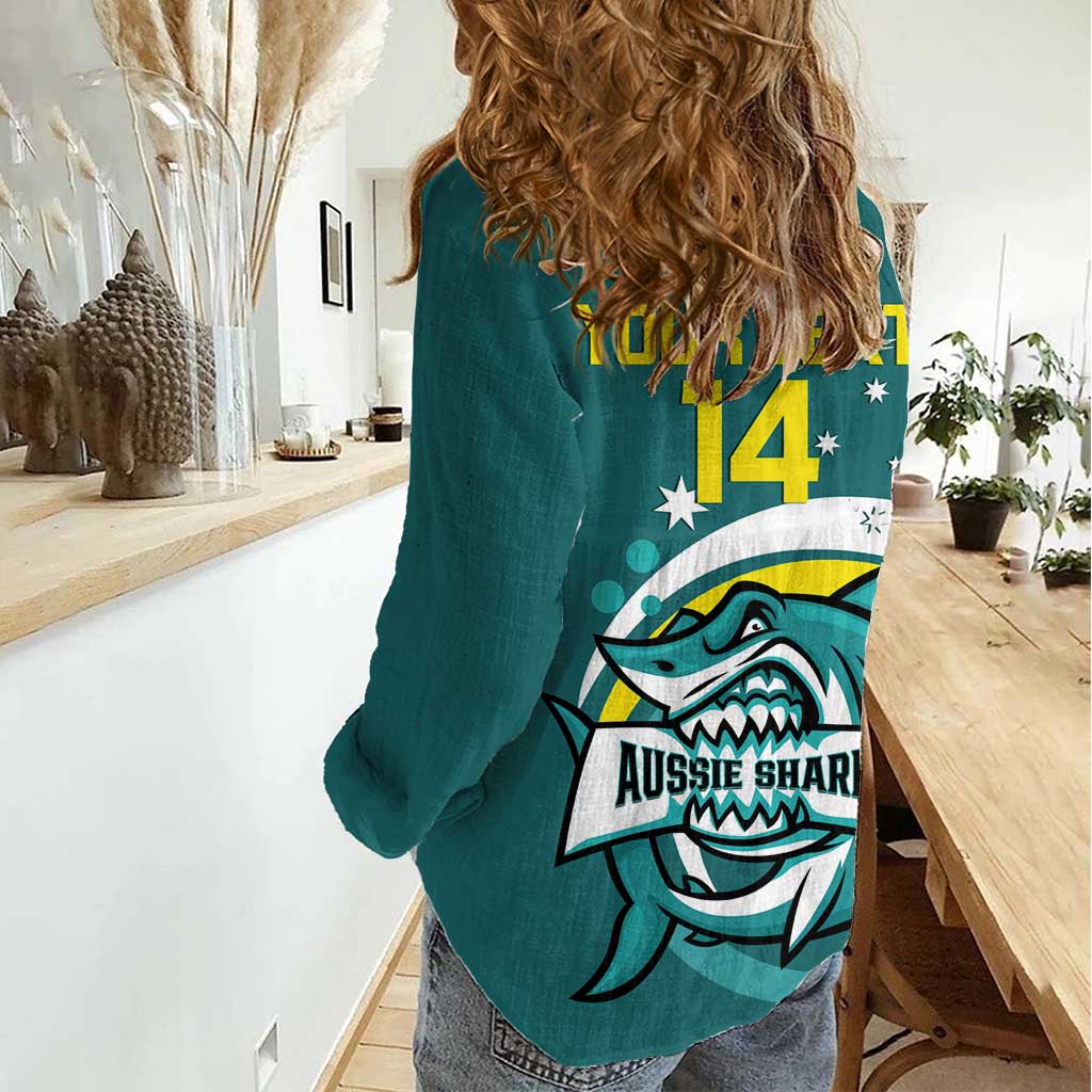 Custom Australia Water Polo 2024 Women Casual Shirt Aussie Shark Sporty Version - Vibe Hoodie Shop