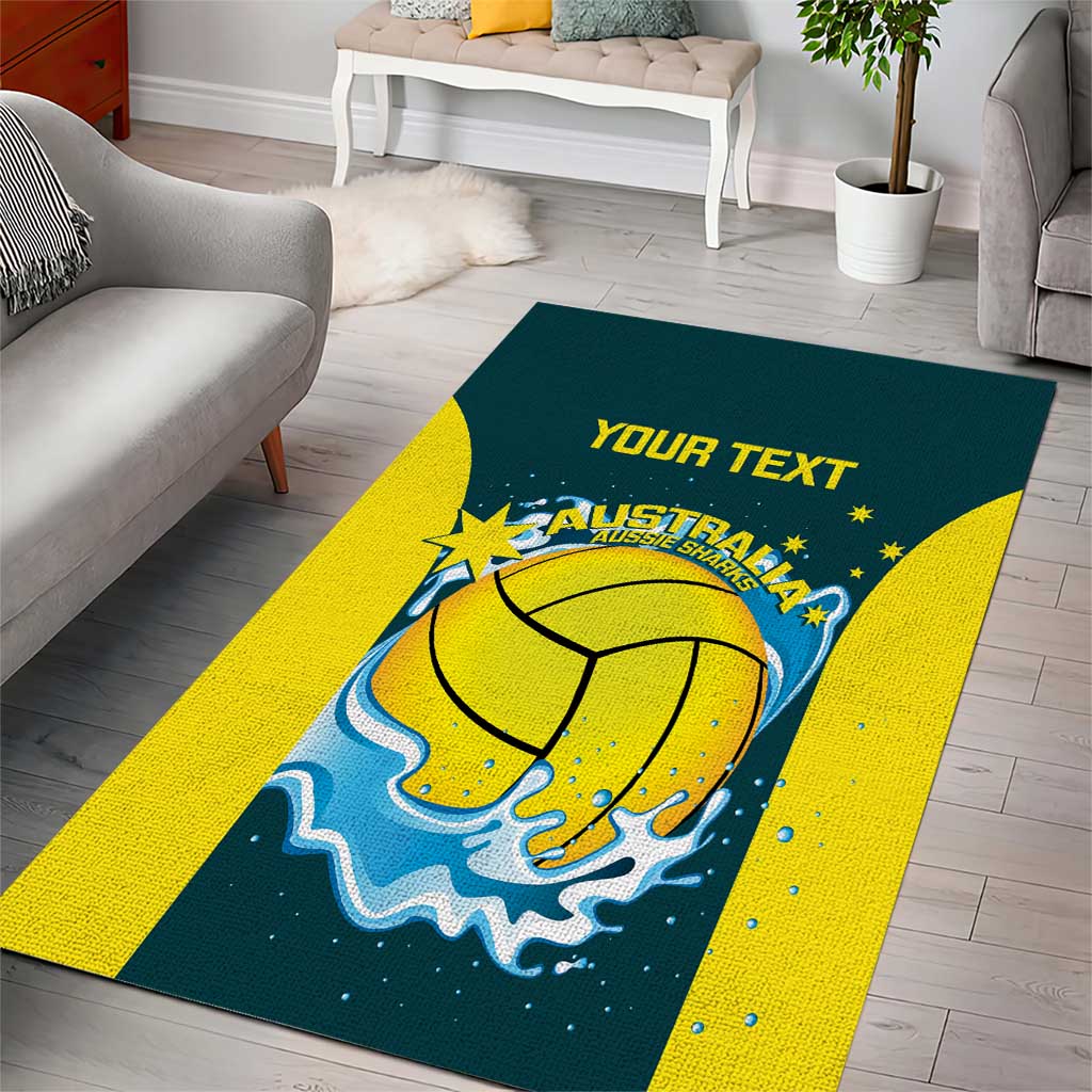 Custom Australia Water Polo 2024 Area Rug Aussie Shark National Color Version - Vibe Hoodie Shop