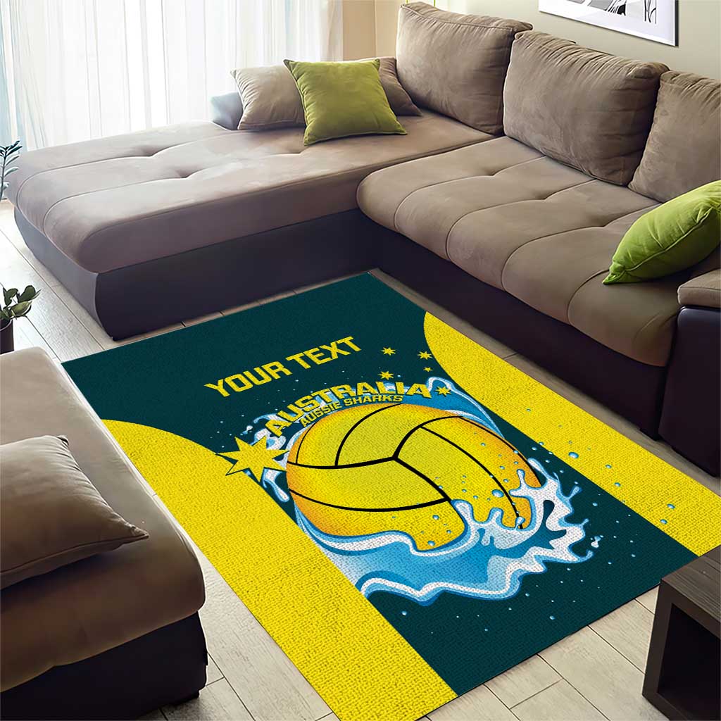 Custom Australia Water Polo 2024 Area Rug Aussie Shark National Color Version - Vibe Hoodie Shop