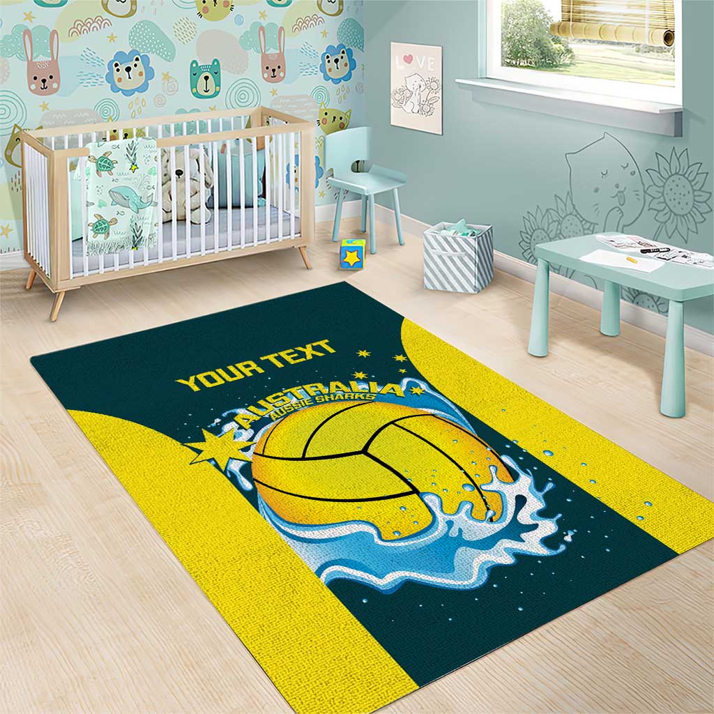 Custom Australia Water Polo 2024 Area Rug Aussie Shark National Color Version - Vibe Hoodie Shop