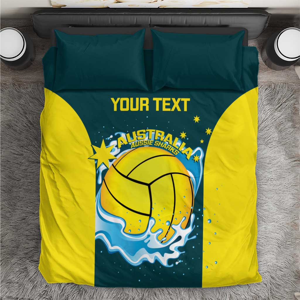 Custom Australia Water Polo 2024 Bedding Set Aussie Shark National Color Version - Vibe Hoodie Shop