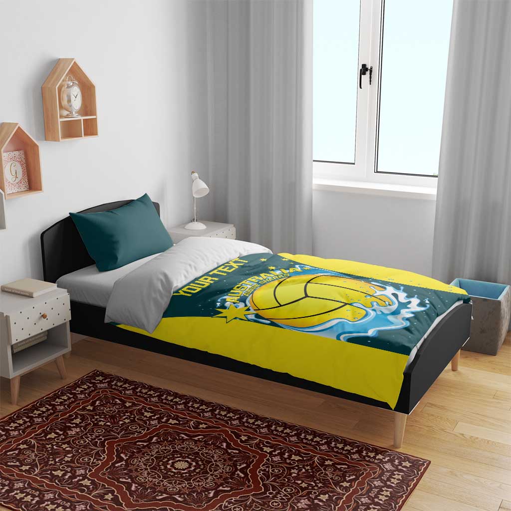 Custom Australia Water Polo 2024 Bedding Set Aussie Shark National Color Version - Vibe Hoodie Shop
