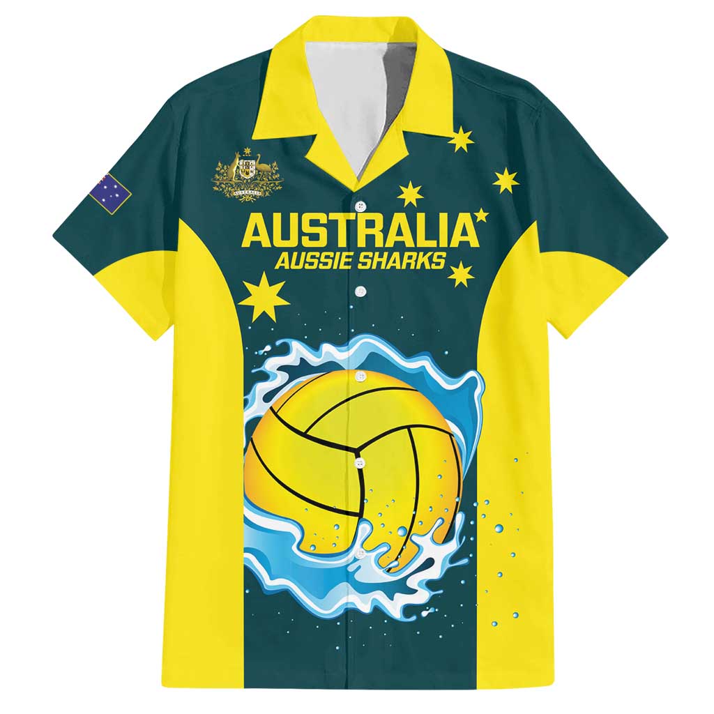 Custom Australia Water Polo 2024 Hawaiian Shirt Aussie Shark National Color Version - Vibe Hoodie Shop