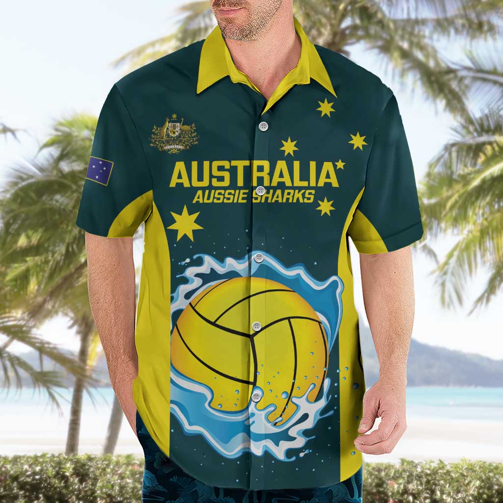 Custom Australia Water Polo 2024 Hawaiian Shirt Aussie Shark National Color Version - Vibe Hoodie Shop