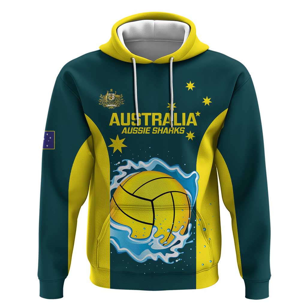 Custom Australia Water Polo 2024 Hoodie Aussie Shark National Color Version - Vibe Hoodie Shop