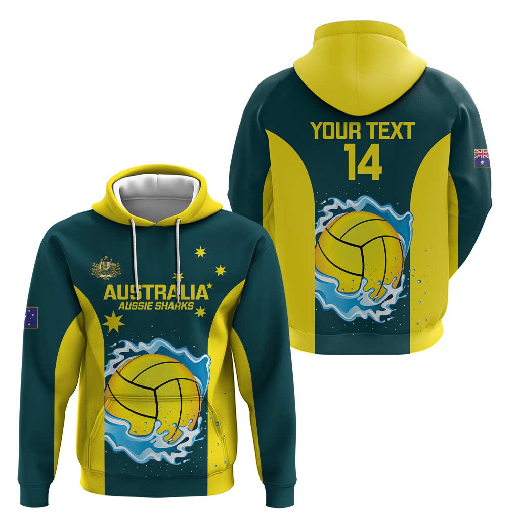 Custom Australia Water Polo 2024 Hoodie Aussie Shark National Color Version - Vibe Hoodie Shop