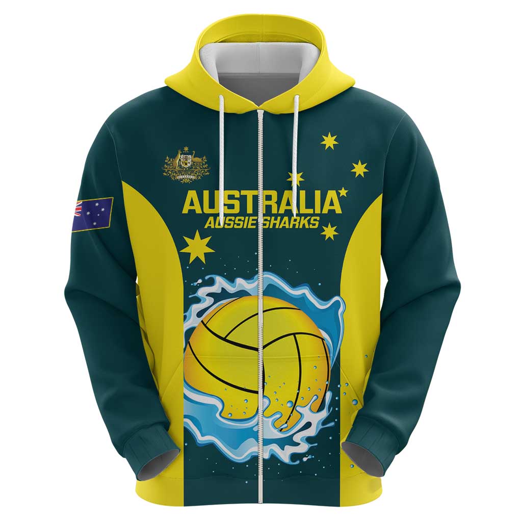 Custom Australia Water Polo 2024 Hoodie Aussie Shark National Color Version - Vibe Hoodie Shop