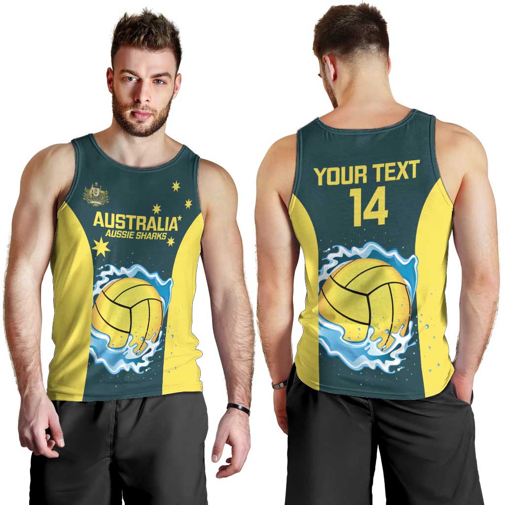Custom Australia Water Polo 2024 Men Tank Top Aussie Shark National Color Version - Vibe Hoodie Shop