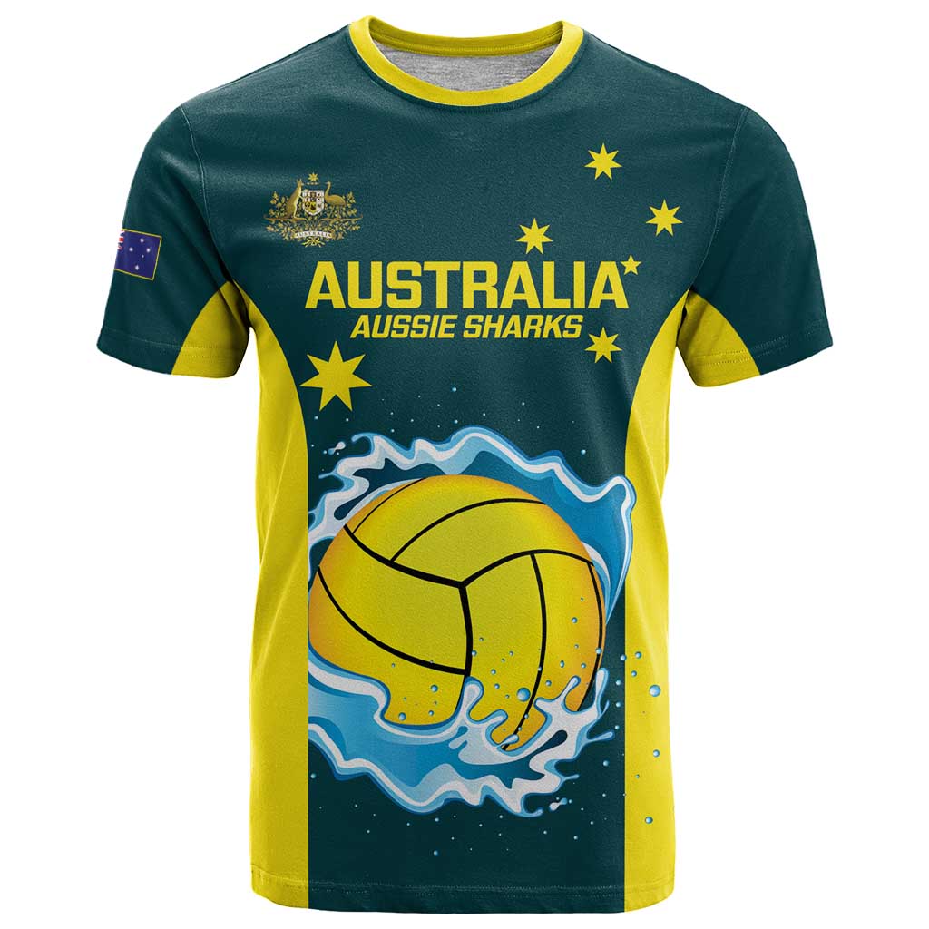 Custom Australia Water Polo 2024 T Shirt Aussie Shark National Color Version - Vibe Hoodie Shop