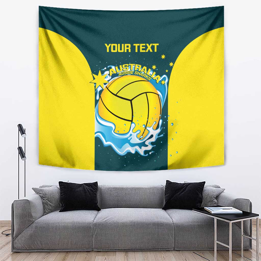 Custom Australia Water Polo 2024 Tapestry Aussie Shark National Color Version - Vibe Hoodie Shop