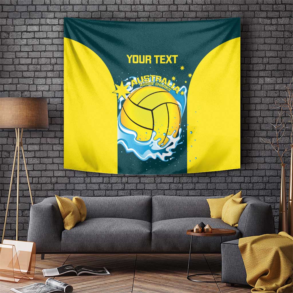 Custom Australia Water Polo 2024 Tapestry Aussie Shark National Color Version - Vibe Hoodie Shop