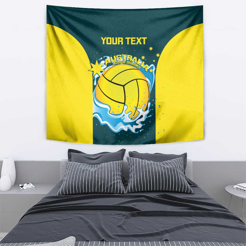 Custom Australia Water Polo 2024 Tapestry Aussie Shark National Color Version - Vibe Hoodie Shop