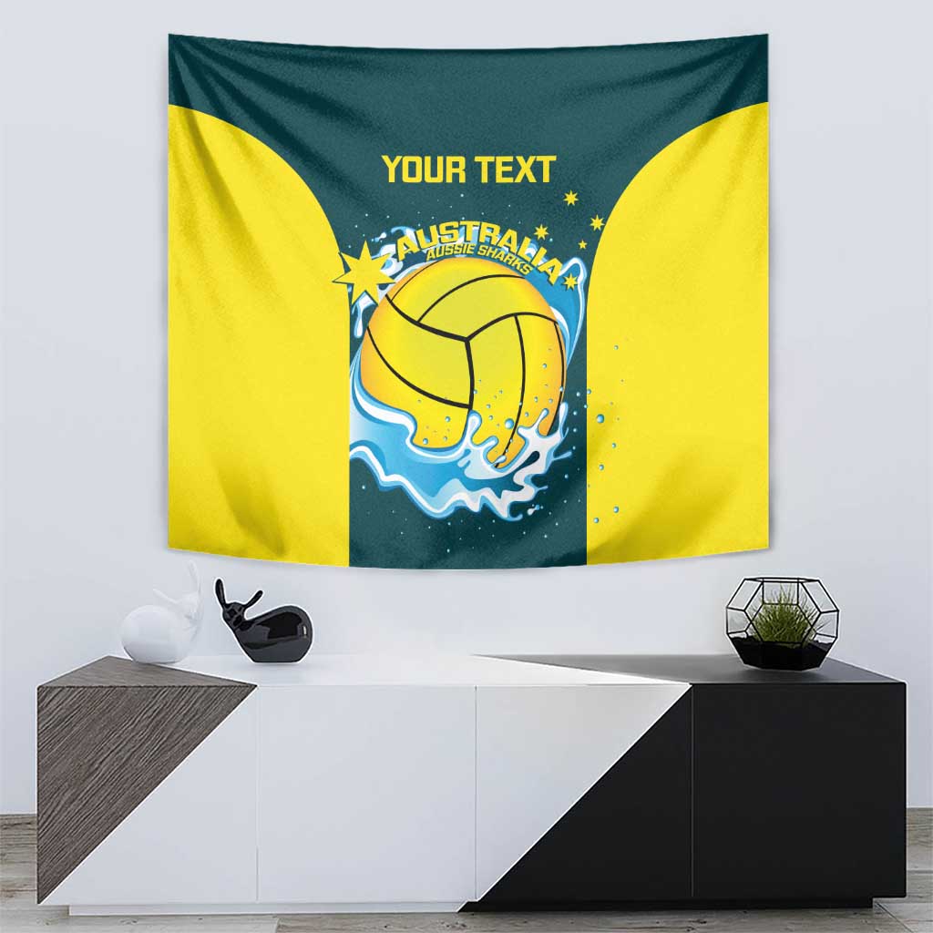 Custom Australia Water Polo 2024 Tapestry Aussie Shark National Color Version - Vibe Hoodie Shop