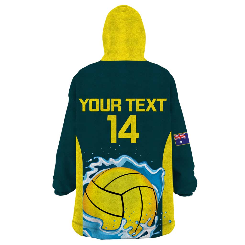 Custom Australia Water Polo 2024 Wearable Blanket Hoodie Aussie Shark National Color Version - Vibe Hoodie Shop