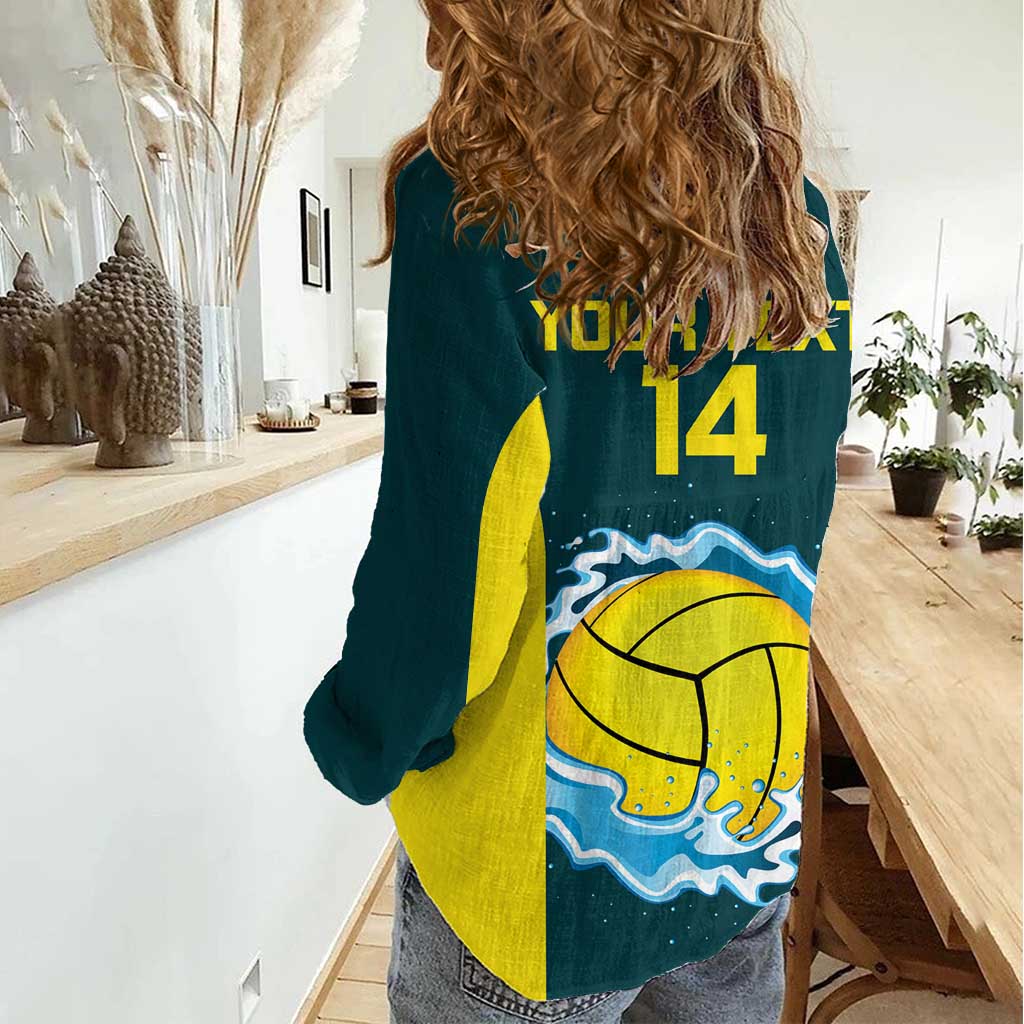Custom Australia Water Polo 2024 Women Casual Shirt Aussie Shark National Color Version - Vibe Hoodie Shop