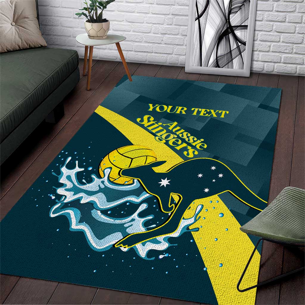 Custom Australia Water Polo 2024 Area Rug Aussie Stingers Kangaroo Sporty Version - Vibe Hoodie Shop