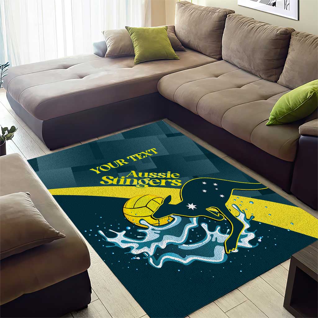 Custom Australia Water Polo 2024 Area Rug Aussie Stingers Kangaroo Sporty Version - Vibe Hoodie Shop