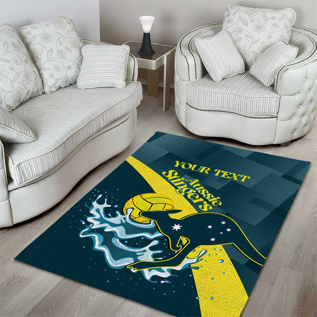 Custom Australia Water Polo 2024 Area Rug Aussie Stingers Kangaroo Sporty Version - Vibe Hoodie Shop