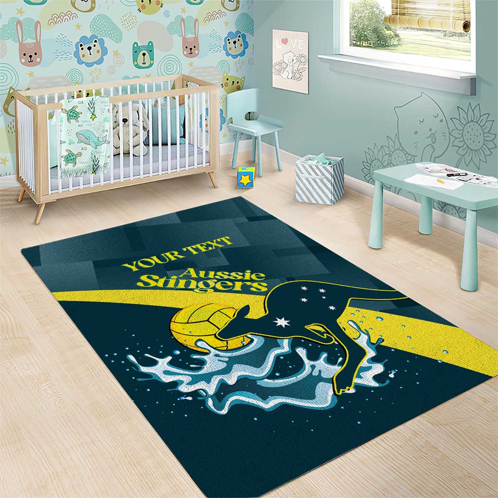 Custom Australia Water Polo 2024 Area Rug Aussie Stingers Kangaroo Sporty Version - Vibe Hoodie Shop