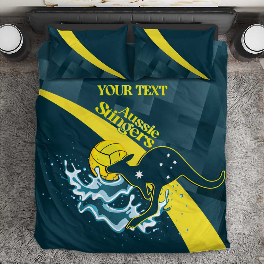 Custom Australia Water Polo 2024 Bedding Set Aussie Stingers Kangaroo Sporty Version - Vibe Hoodie Shop
