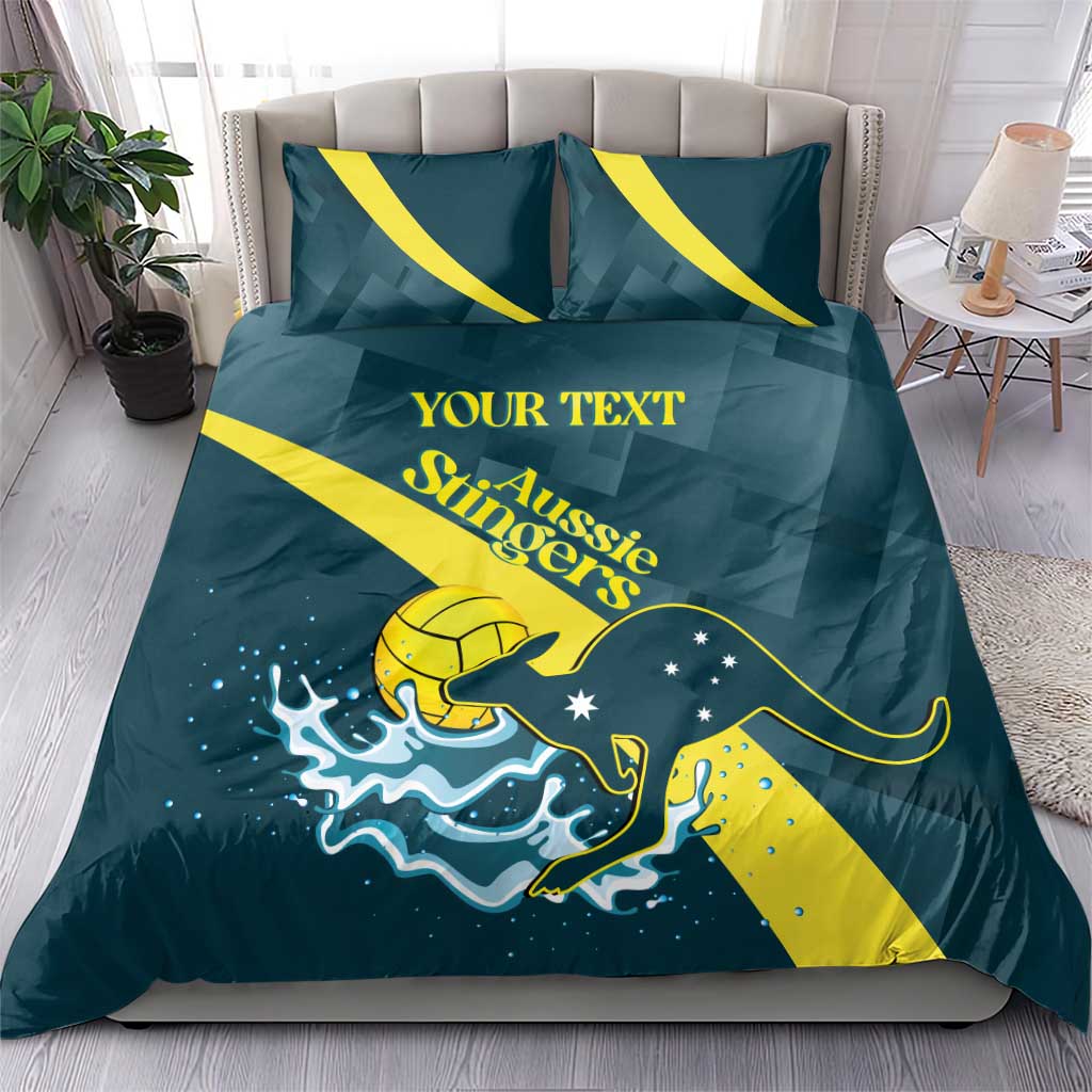 Custom Australia Water Polo 2024 Bedding Set Aussie Stingers Kangaroo Sporty Version - Vibe Hoodie Shop