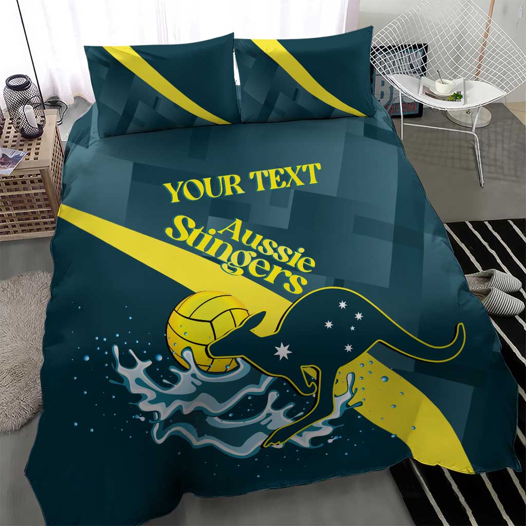 Custom Australia Water Polo 2024 Bedding Set Aussie Stingers Kangaroo Sporty Version - Vibe Hoodie Shop