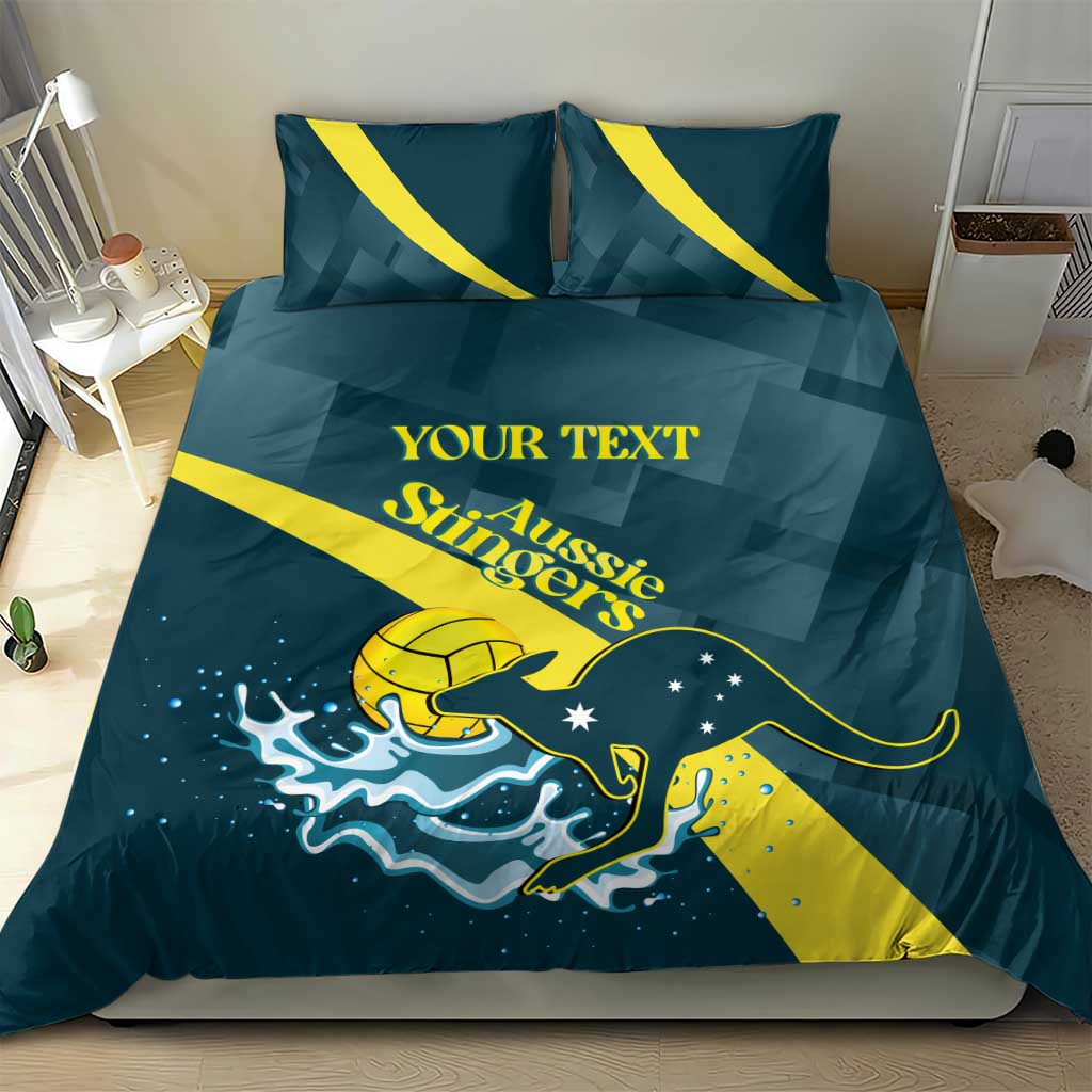 Custom Australia Water Polo 2024 Bedding Set Aussie Stingers Kangaroo Sporty Version - Vibe Hoodie Shop