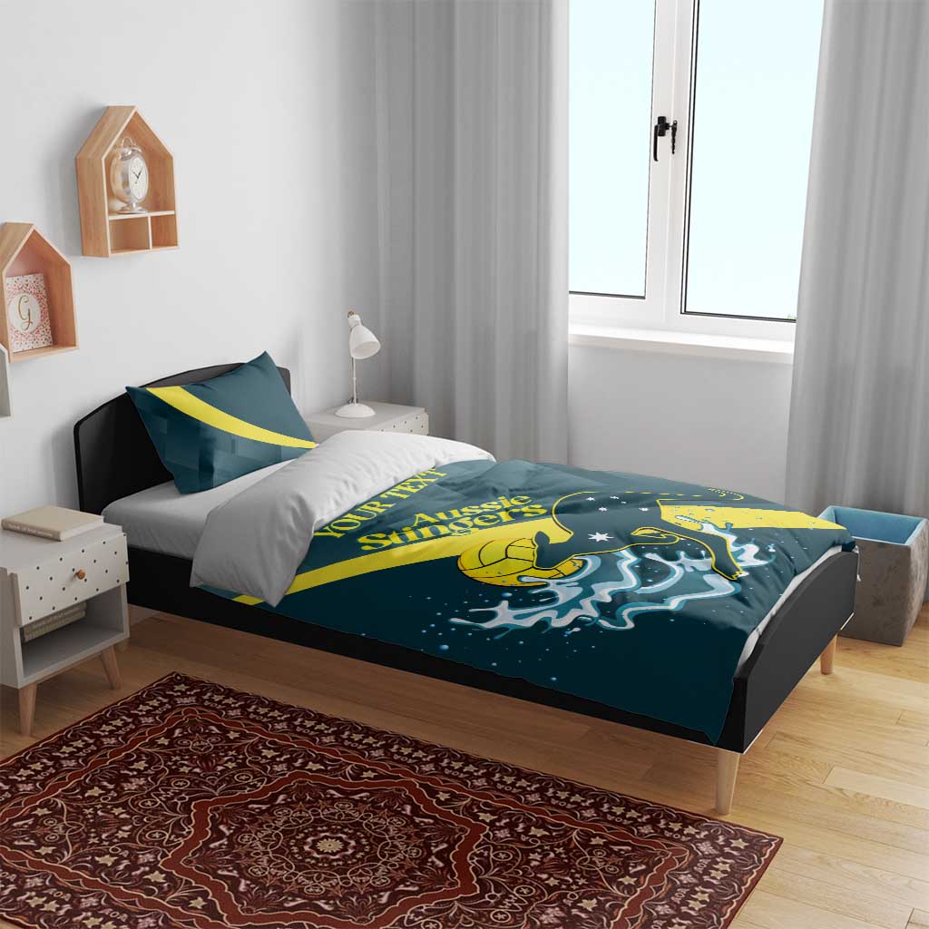 Custom Australia Water Polo 2024 Bedding Set Aussie Stingers Kangaroo Sporty Version - Vibe Hoodie Shop