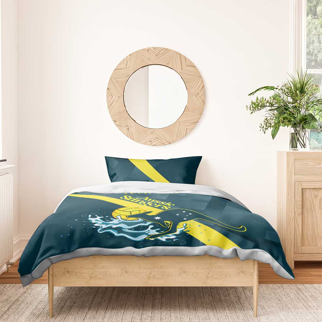 Custom Australia Water Polo 2024 Bedding Set Aussie Stingers Kangaroo Sporty Version - Vibe Hoodie Shop