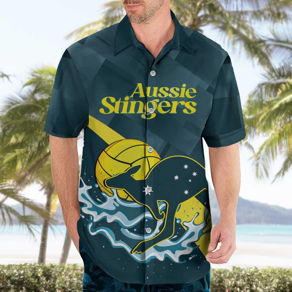 Custom Australia Water Polo 2024 Hawaiian Shirt Aussie Stingers Kangaroo Sporty Version - Vibe Hoodie Shop