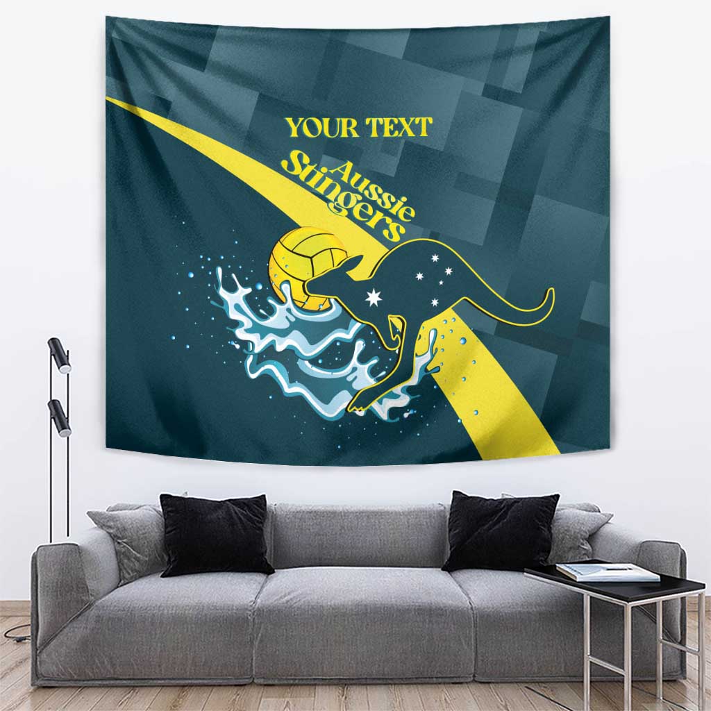 Custom Australia Water Polo 2024 Tapestry Aussie Stingers Kangaroo Sporty Version - Vibe Hoodie Shop