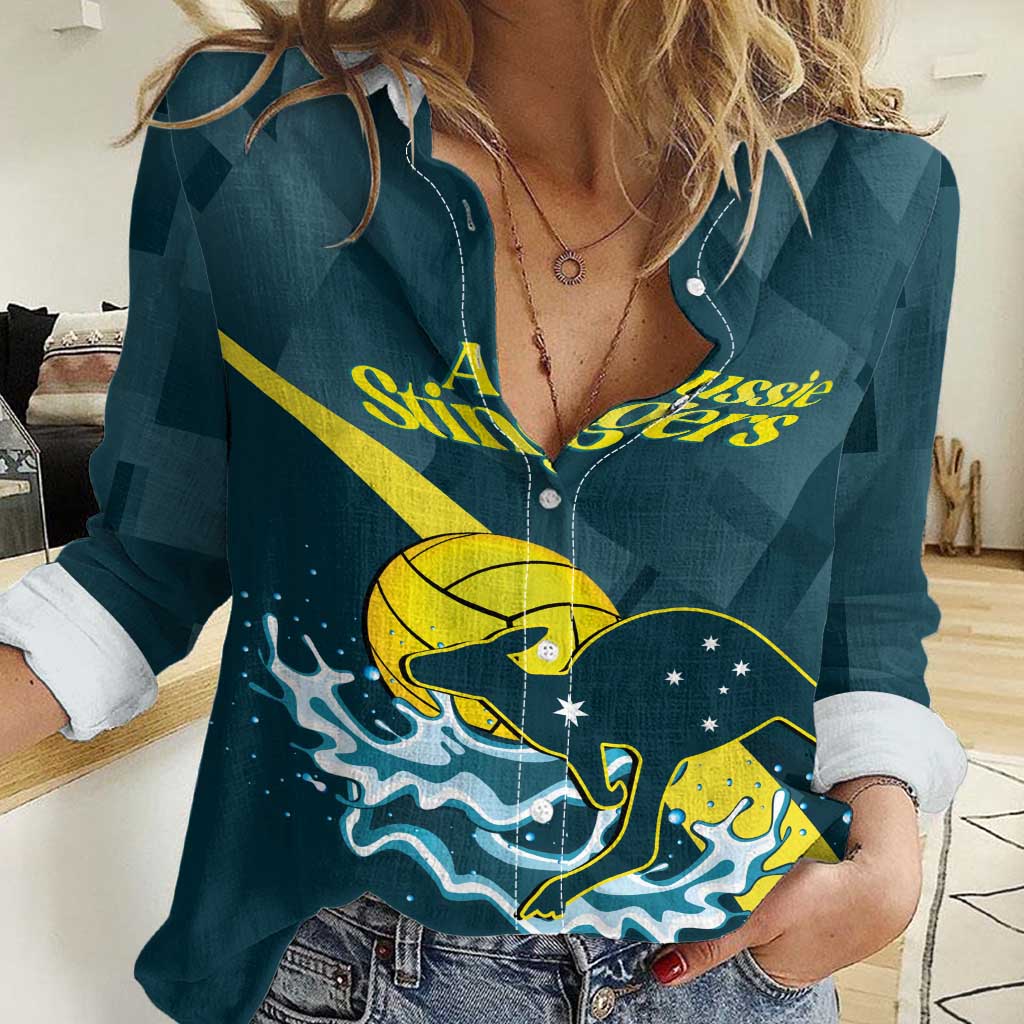 Custom Australia Water Polo 2024 Women Casual Shirt Aussie Stingers Kangaroo Sporty Version - Vibe Hoodie Shop