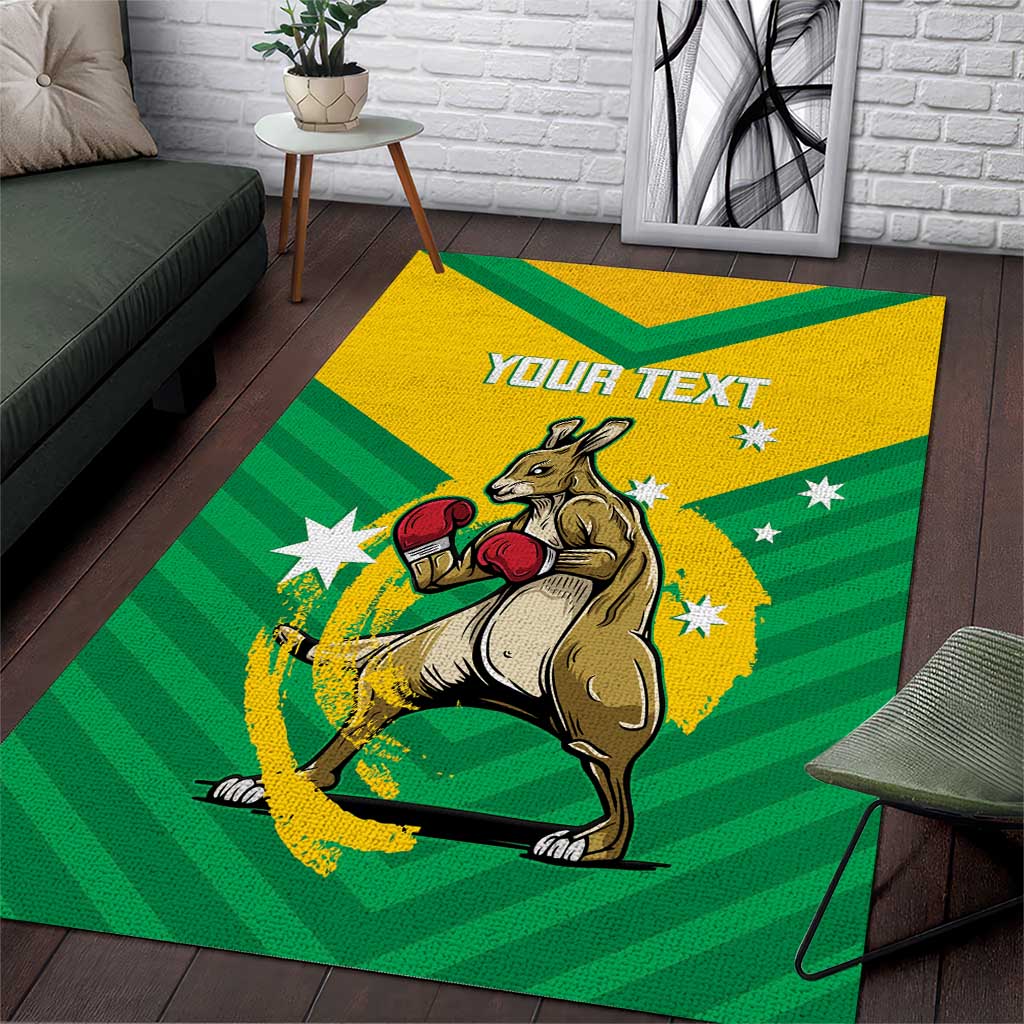 Personalised Australia Boxing Kangaroo Area Rug Aussie Pride National Color - Vibe Hoodie Shop