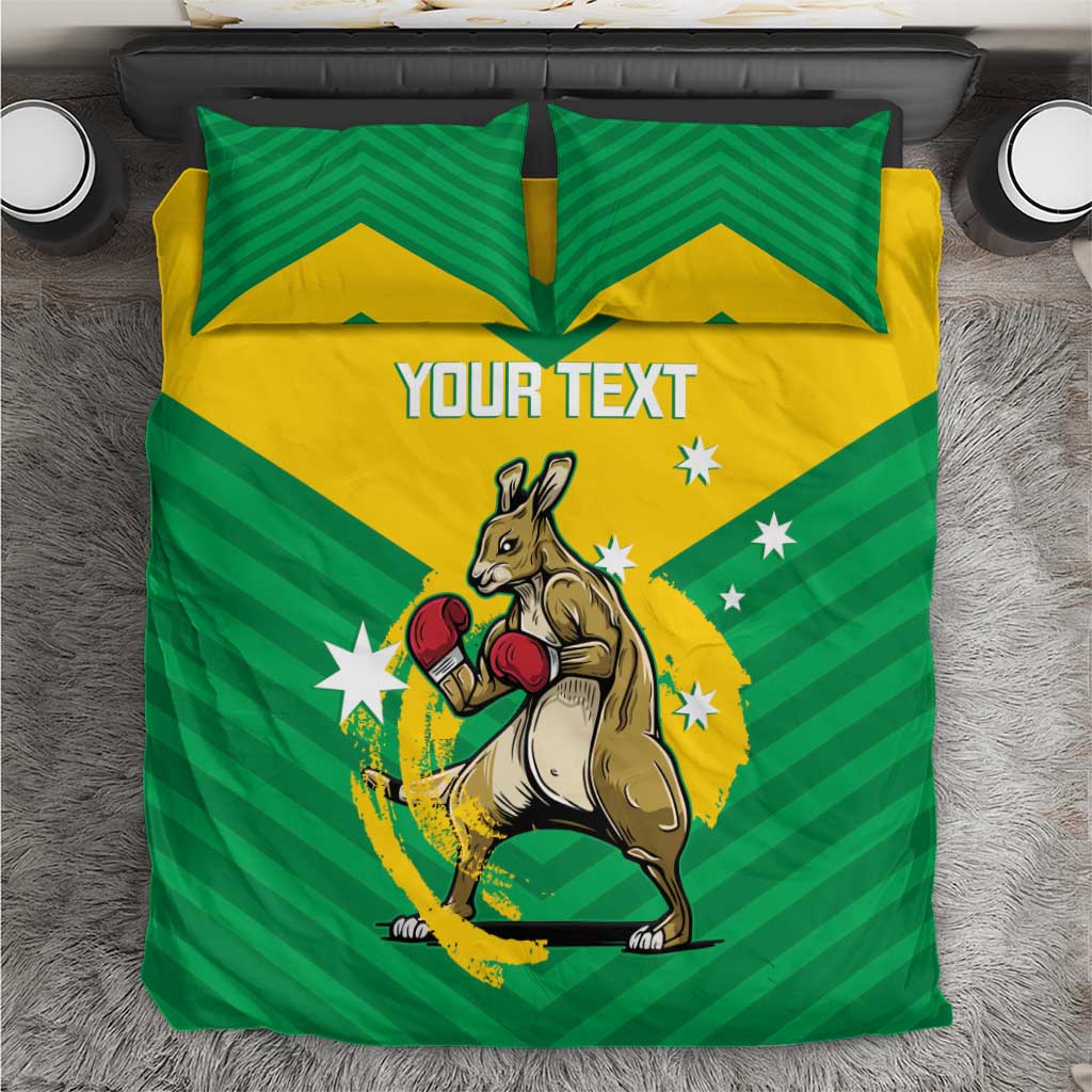 Personalised Australia Boxing Kangaroo Bedding Set Aussie Pride National Color - Vibe Hoodie Shop