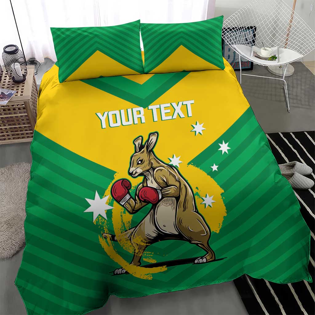 Personalised Australia Boxing Kangaroo Bedding Set Aussie Pride National Color - Vibe Hoodie Shop