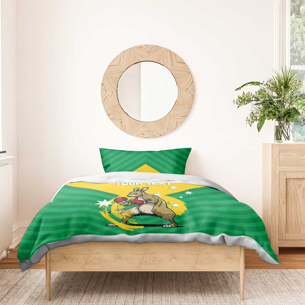 Personalised Australia Boxing Kangaroo Bedding Set Aussie Pride National Color - Vibe Hoodie Shop